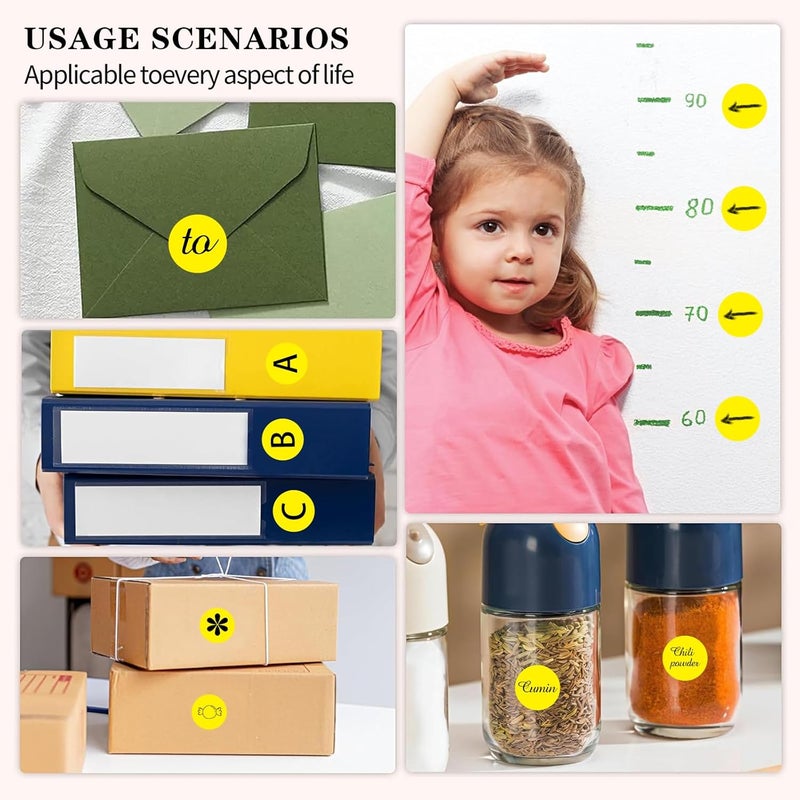 Aurtho 2000 Pcs 3/4" Garage Sale Price Stickers Sheets, Yellow Yard Sale Price Stickers, Round Color Coding Labels, Circle Dot Sticker for Home Decorative, Office, Classroom, Papers Etc - Image 4